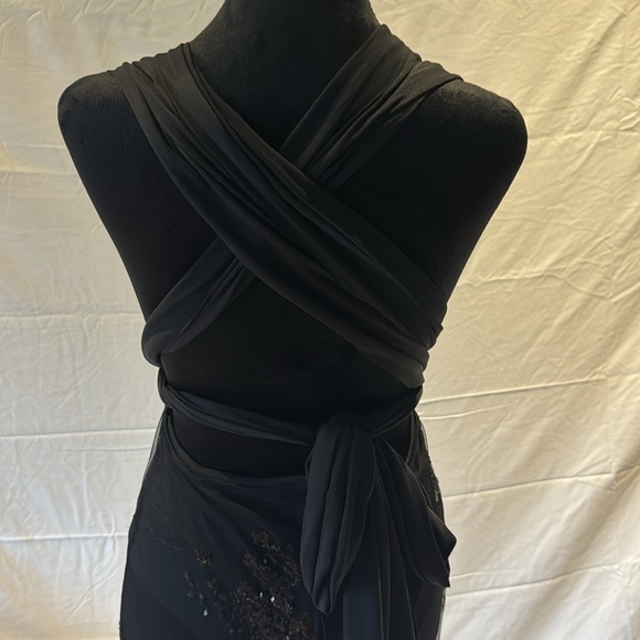 NWOT Sexy Black Dress Floral Printed Mesh Patchwork Bodycon Dress - Picture 7 of 14